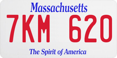 MA license plate 7KM620