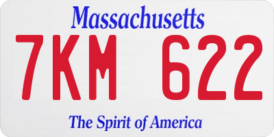 MA license plate 7KM622