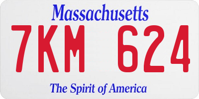 MA license plate 7KM624
