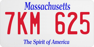 MA license plate 7KM625