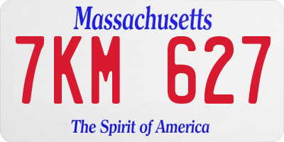 MA license plate 7KM627