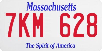 MA license plate 7KM628