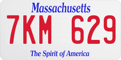MA license plate 7KM629