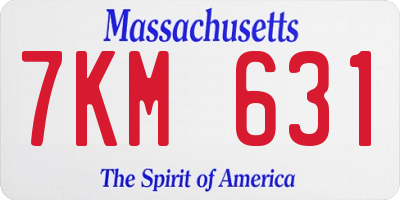 MA license plate 7KM631