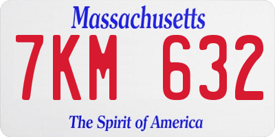 MA license plate 7KM632