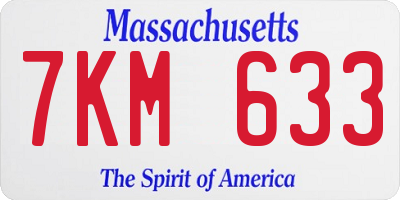 MA license plate 7KM633