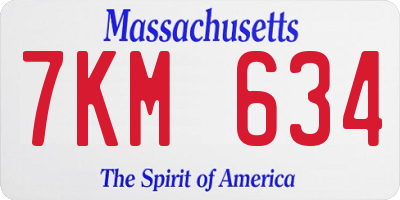 MA license plate 7KM634