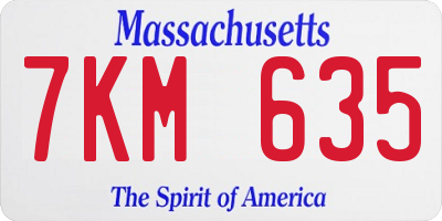 MA license plate 7KM635