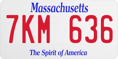 MA license plate 7KM636
