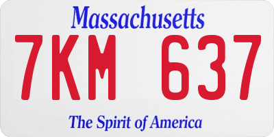 MA license plate 7KM637