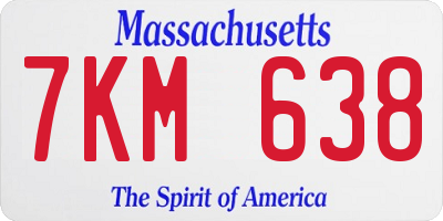MA license plate 7KM638