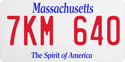 MA license plate 7KM640