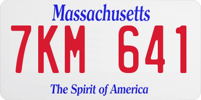 MA license plate 7KM641