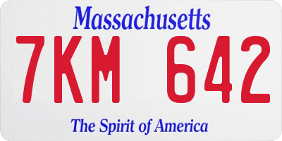 MA license plate 7KM642