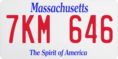 MA license plate 7KM646
