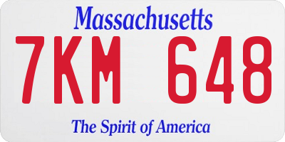 MA license plate 7KM648