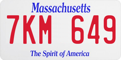 MA license plate 7KM649