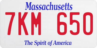 MA license plate 7KM650