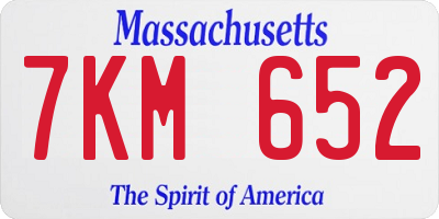 MA license plate 7KM652