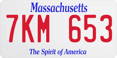 MA license plate 7KM653