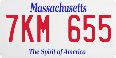 MA license plate 7KM655