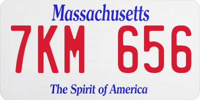 MA license plate 7KM656