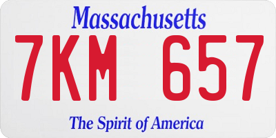 MA license plate 7KM657