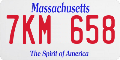 MA license plate 7KM658