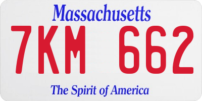 MA license plate 7KM662
