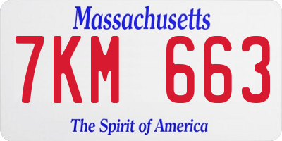 MA license plate 7KM663