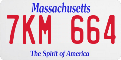 MA license plate 7KM664
