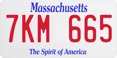 MA license plate 7KM665