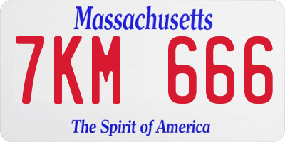 MA license plate 7KM666