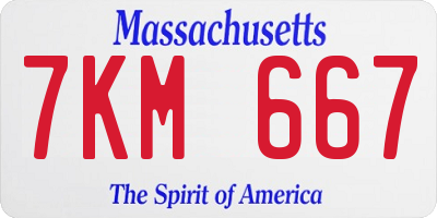 MA license plate 7KM667