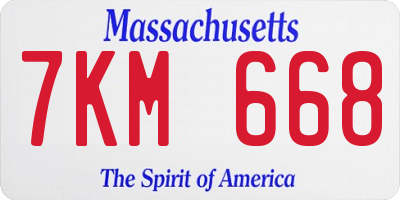 MA license plate 7KM668