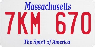 MA license plate 7KM670