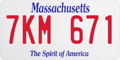 MA license plate 7KM671