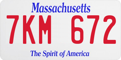 MA license plate 7KM672