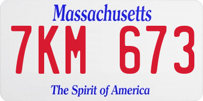 MA license plate 7KM673