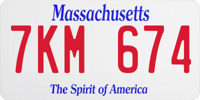 MA license plate 7KM674