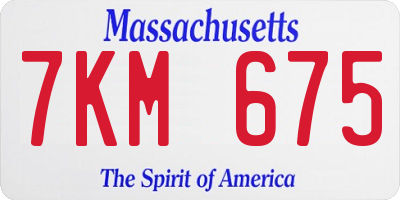 MA license plate 7KM675