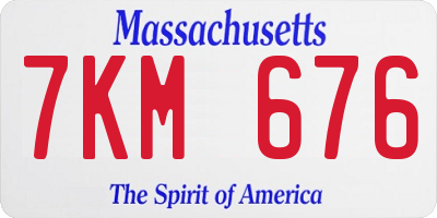 MA license plate 7KM676