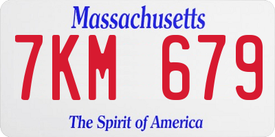 MA license plate 7KM679