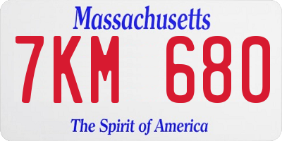 MA license plate 7KM680