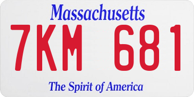 MA license plate 7KM681