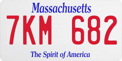MA license plate 7KM682