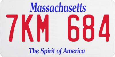 MA license plate 7KM684