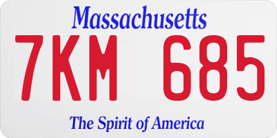 MA license plate 7KM685