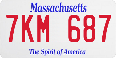 MA license plate 7KM687