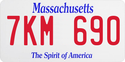 MA license plate 7KM690
